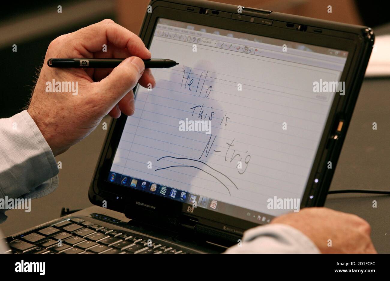Amihai Ben David Chief Executive Of N Trig Demonstrates A Pen And Touch Device At His Office In Kfar Saba Near Tel Aviv April 6 09 N Trig An Israeli Start Up That Makes A Pen