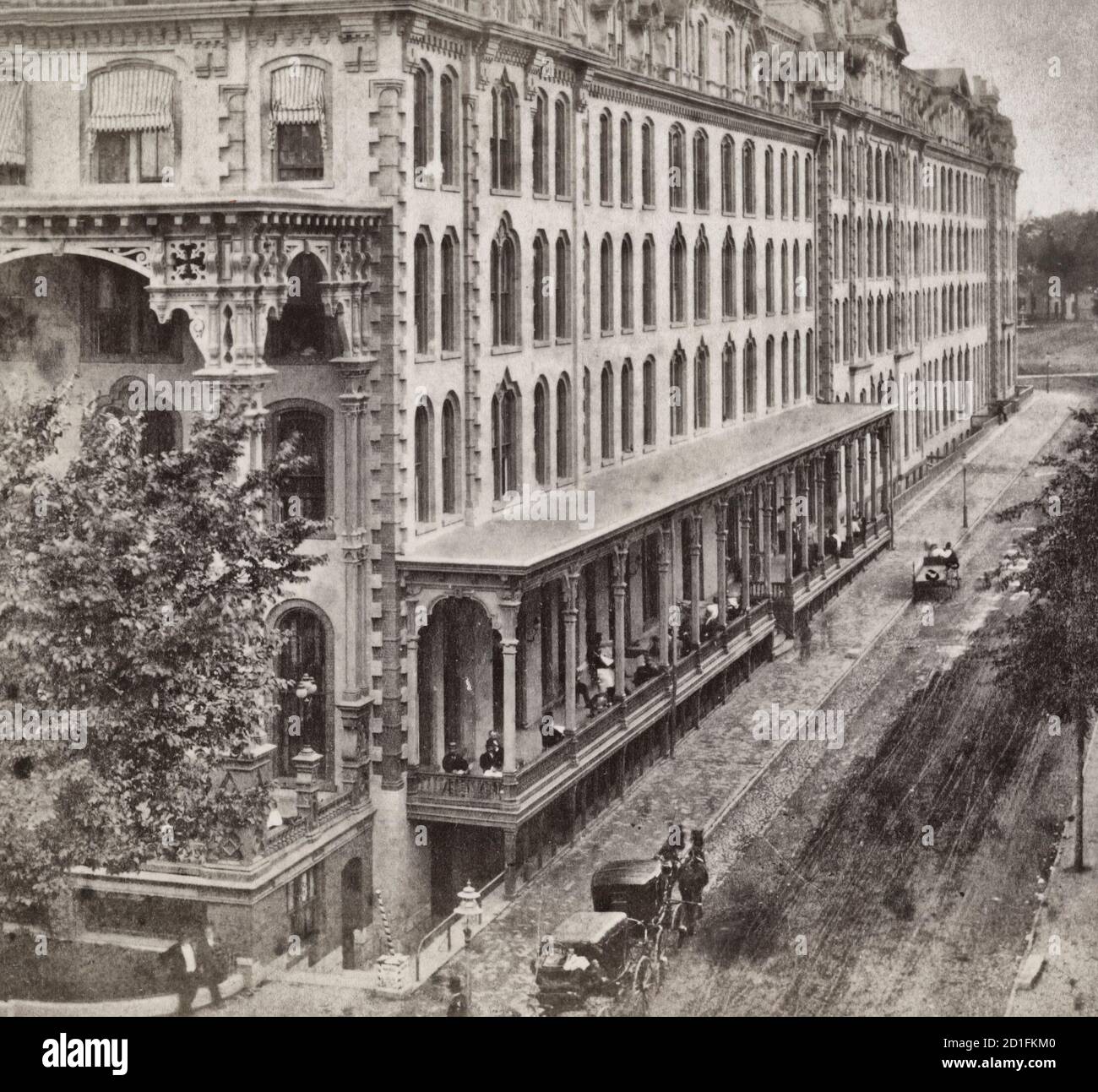 Division Street front, U.S. Hotel, Saratoga, New York, circa 1880 Stock Photo