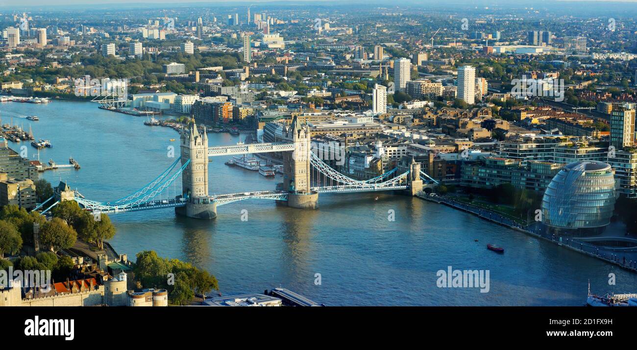 Aerial panoramic cityscape view of London and the River Thames, England Stock Photo