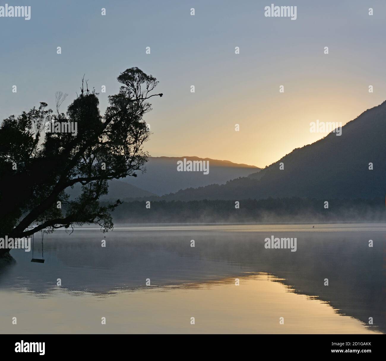 Lake Kaniere at Dawn in Spring, Westcoast,New Zealand Stock Photo