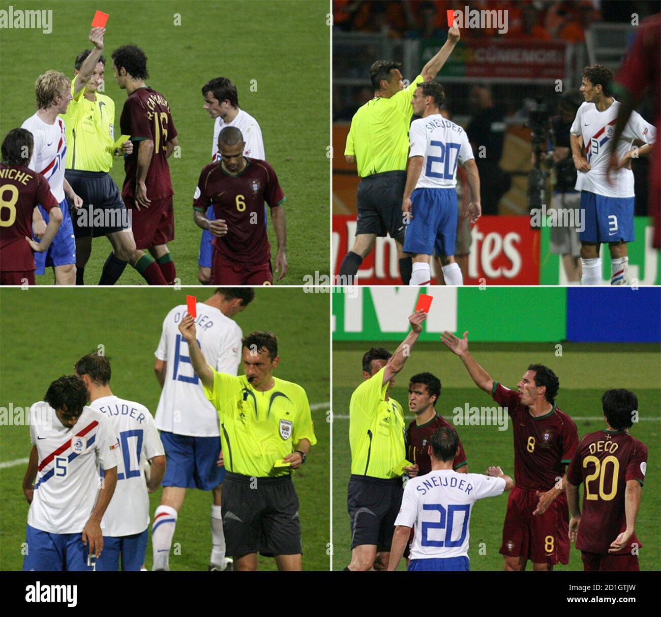 pic Van Bronckhorst Fifa Cards https www alamy com this combination photograph shows referee valentin ivanov of russia showing red cards to clockwise from top left portugals costinha 6 netherlands khalid boulahrouz 3 portugals deco 20 and netherlands giovanni van bronckhorst 5 during the second round world cup 2006 soccer match between portugal and the netherlands in nuremberg june 25 2006 in a dramatic and explosive game marked by a flurry of yellow cards and four reds a record for a match at any world cup finals portugal clung on to maniche ribeiros goal to win 1 0 fifa restriction no mobile use reutersstaff image379613329 html