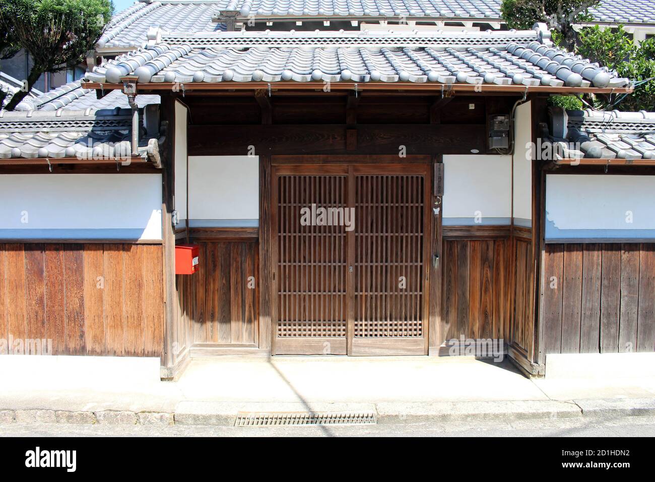 Wooden wall and traditional house door in Asuka village of Nara. Taken ...