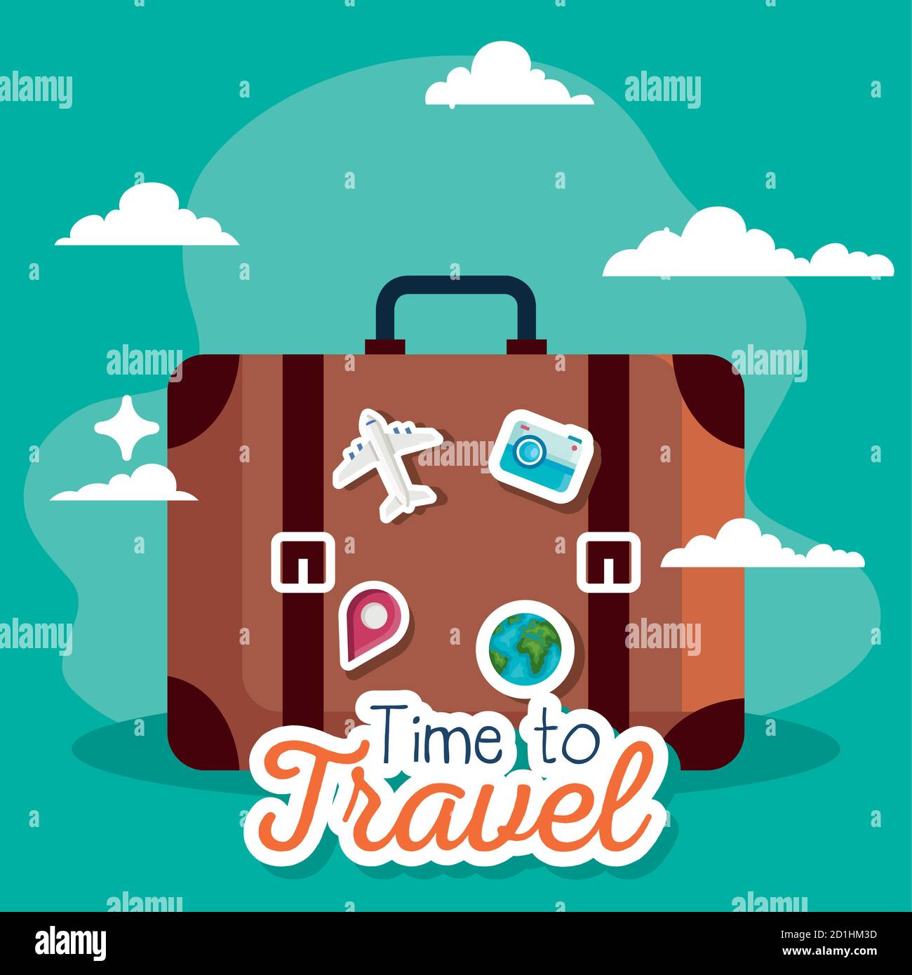 time to travel bag with clouds vector design Stock Vector Image & Art ...