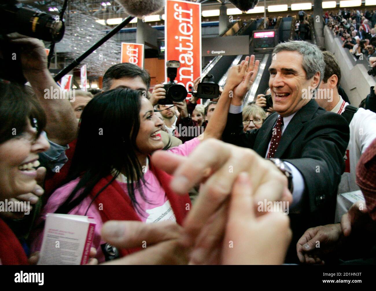 Liberal leadership candidate Michael Ignatieff greets supporters at the party convention in Montreal November 30, 2006. The Liberals will elect a new leader later in the week.        REUTERS/Chris Wattie    (CANADA) Stock Photo