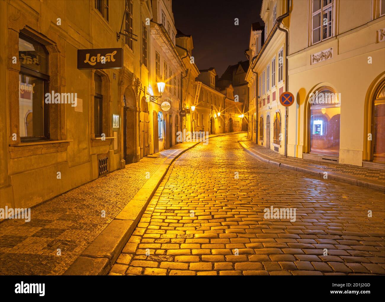 Prague - The little stree on Mala Strana quarter. Stock Photo