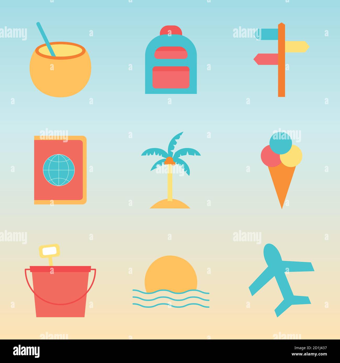 summer flat style set of icons vector design Stock Vector Image & Art ...
