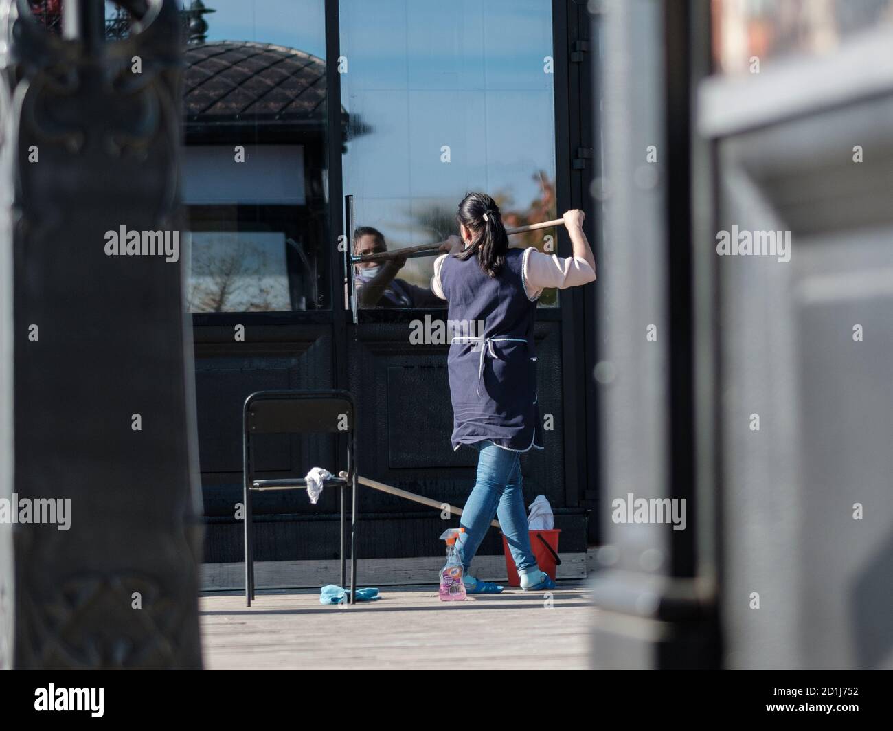 Moscow. Russia. October 4, 2020. A female cleaning service worker