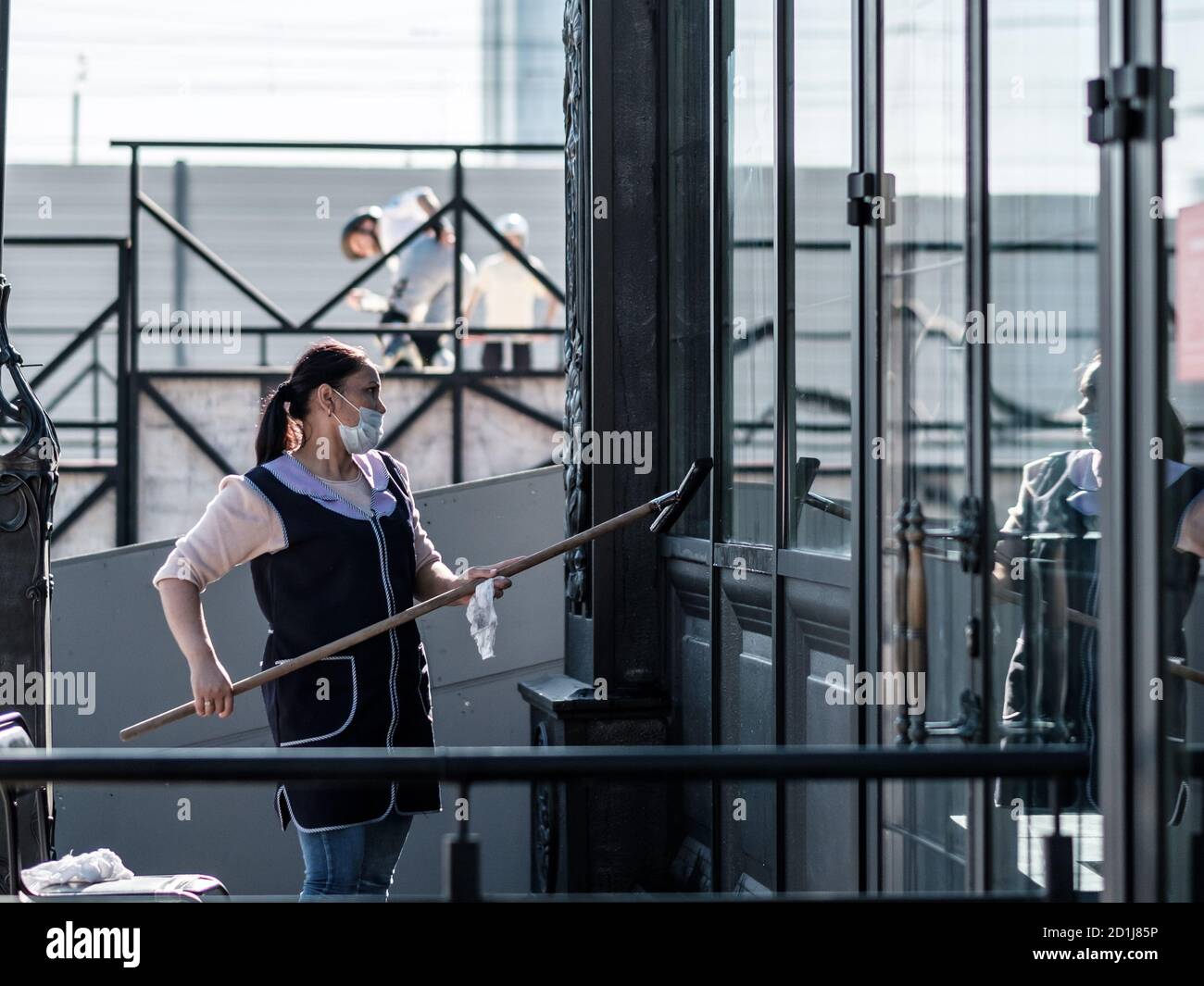 Moscow. Russia. October 4, 2020. A female cleaning service worker