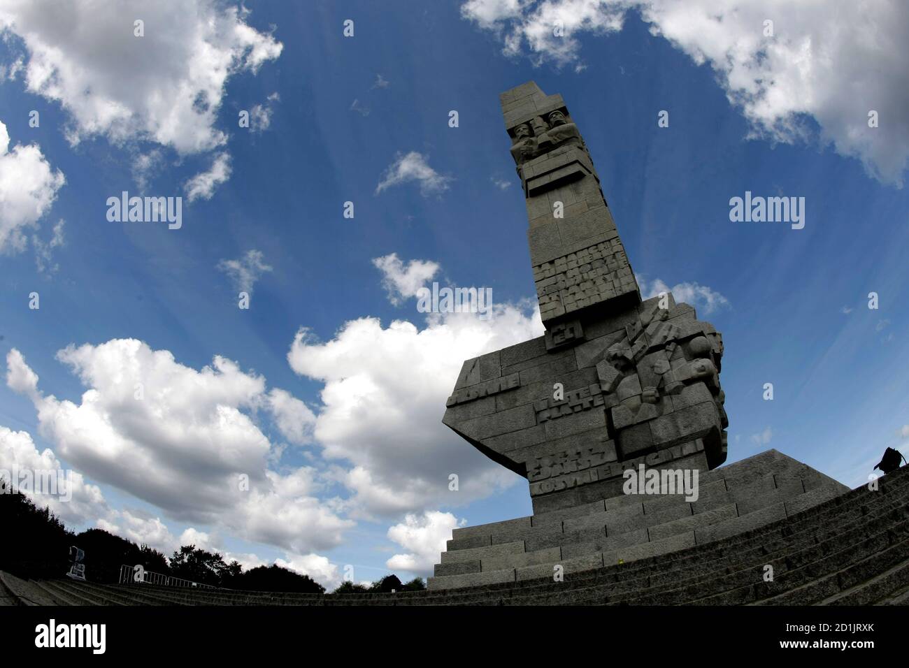 A general view of a monument at Westerplatte, outside of Gdansk August 31, 2009. European leaders will commemorate on Tuesday the 70th anniversary of the outbreak of World War Two at ceremonies in Poland already clouded by disputes over historic responsibility that pit Russia against the West. Russian Prime Minister Vladimir Putin's speech in the Polish Baltic port of Gdansk will be keenly scrutinised by Poles, Balts and others irked by what they see as Moscow's attempts to whitewash Soviet dictator Josef Stalin's role 70 years ago. REUTERS/Peter Andrews (POLAND ANNIVERSARY POLITICS CONFLICT) Stock Photo