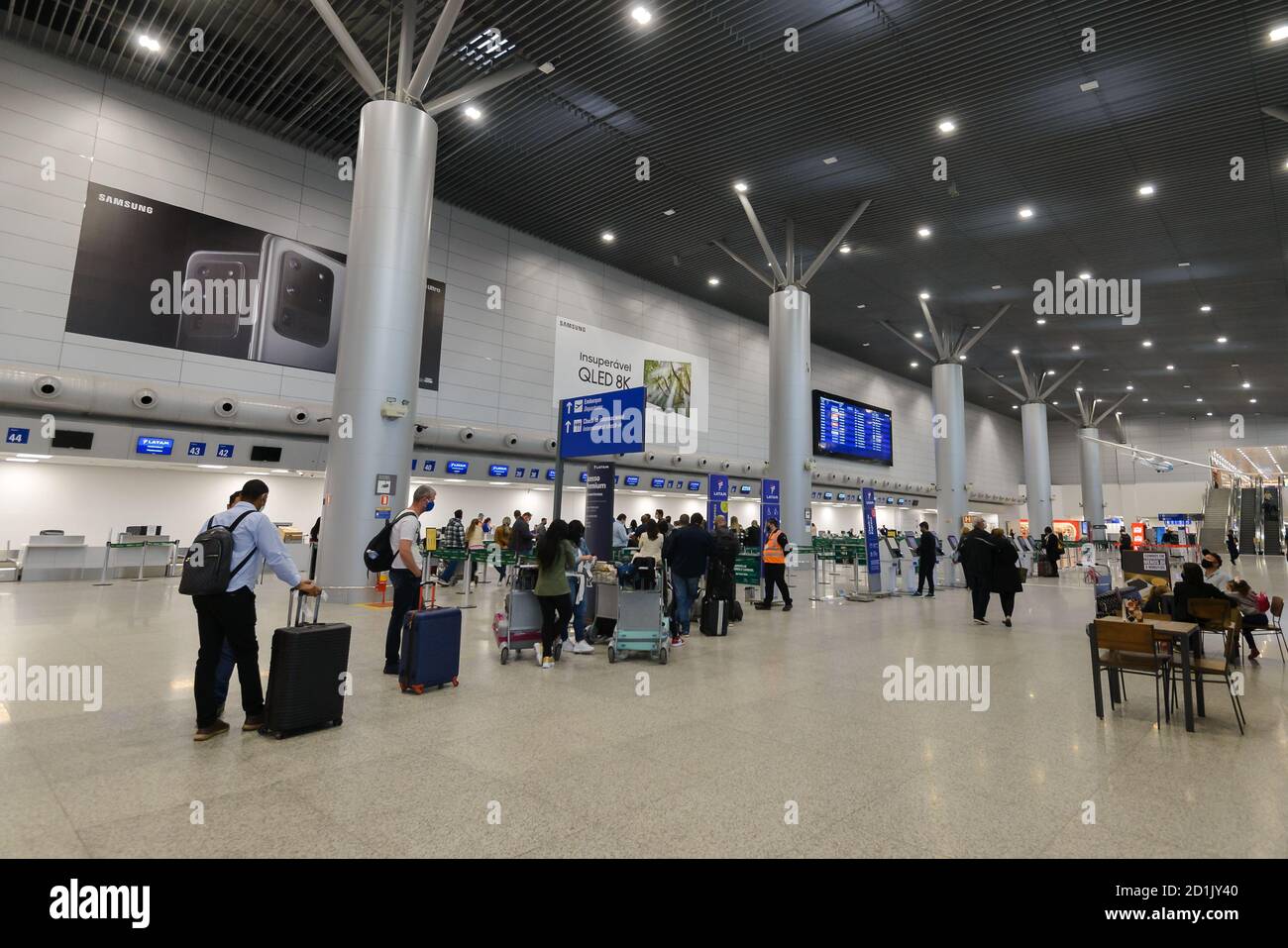 Interior of Porto Alegre International Airport new check-in hall. Operated by Fraport Brazil. Inside Salgado Filho Airport passengers terminal 1. Stock Photo