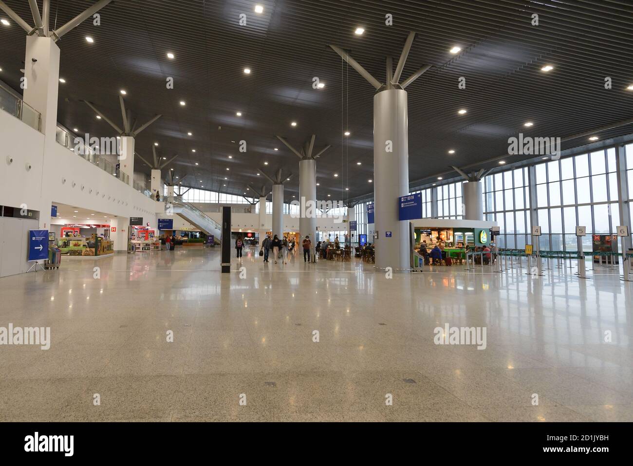 Porto Alegre International Airport new passengers terminal 1, operated by Fraport Brazil. Inside Salgado Filho Airport. Stock Photo