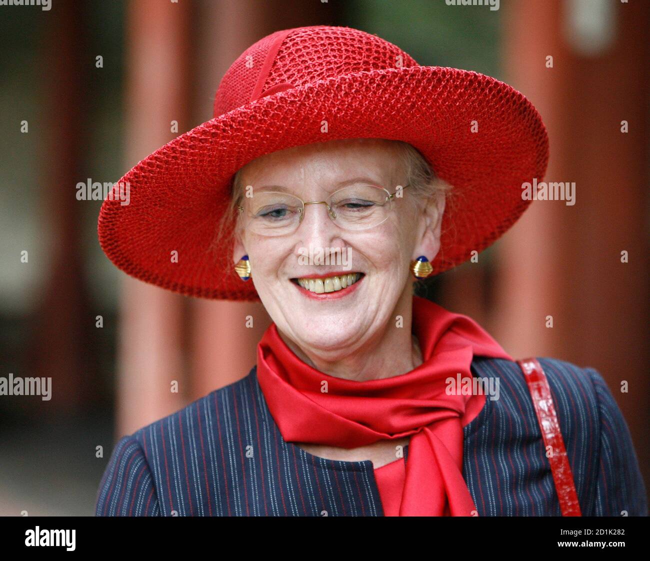 Denmark's Queen Margrethe II visits the Biwon garden in the Changdeokgung palace in Seoul October 10, 2007. REUTERS/Lee Jae-Won (SOUTH KOREA) Stock Photo