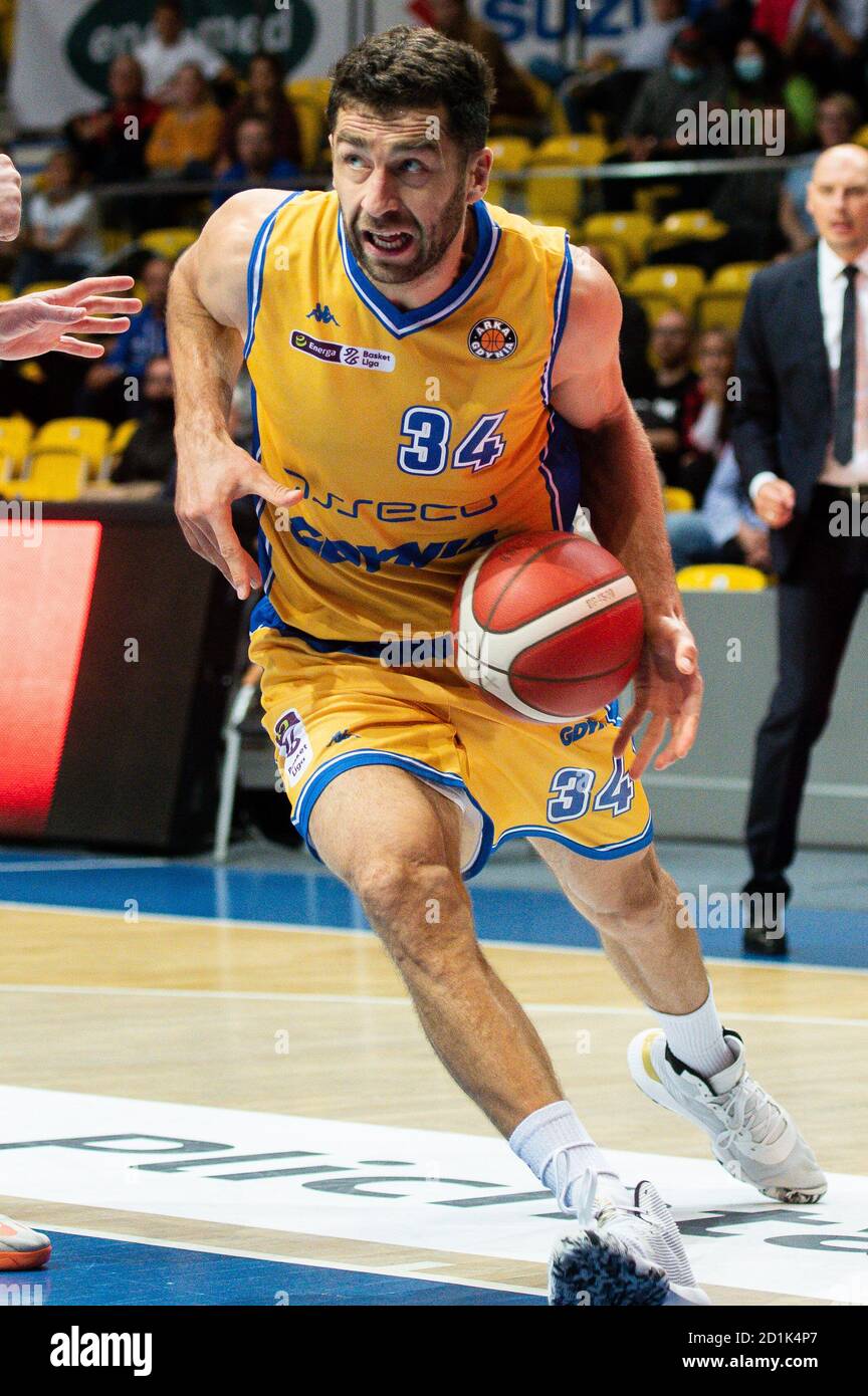 Gdynia, Poland. 05th Oct, 2020. Adam Hrycaniuk of Arka seen in action  during the Energa Basket League match between Asseco Arka Gdynia and King  Szczecin.(Final score; Asseco Arka Gdynia 95:74 King Szczecin)