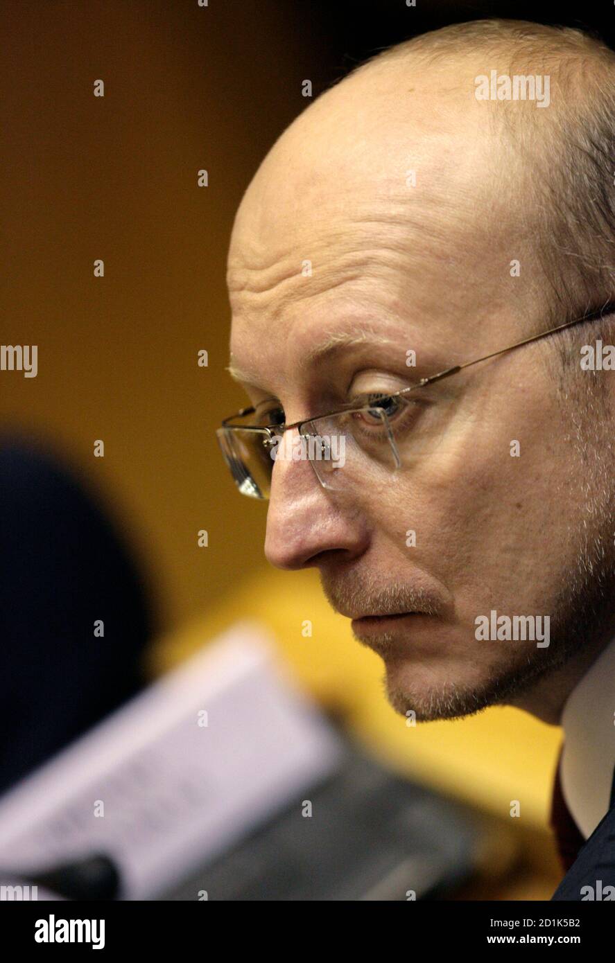 National Resurrection Party leader Arunas Valinskas attends the first session of a new Lithuanian parliament (Seimas) in Vilnius November 17, 2008. REUTERS/Ints Kalnins (LITHUANIA) Stock Photo