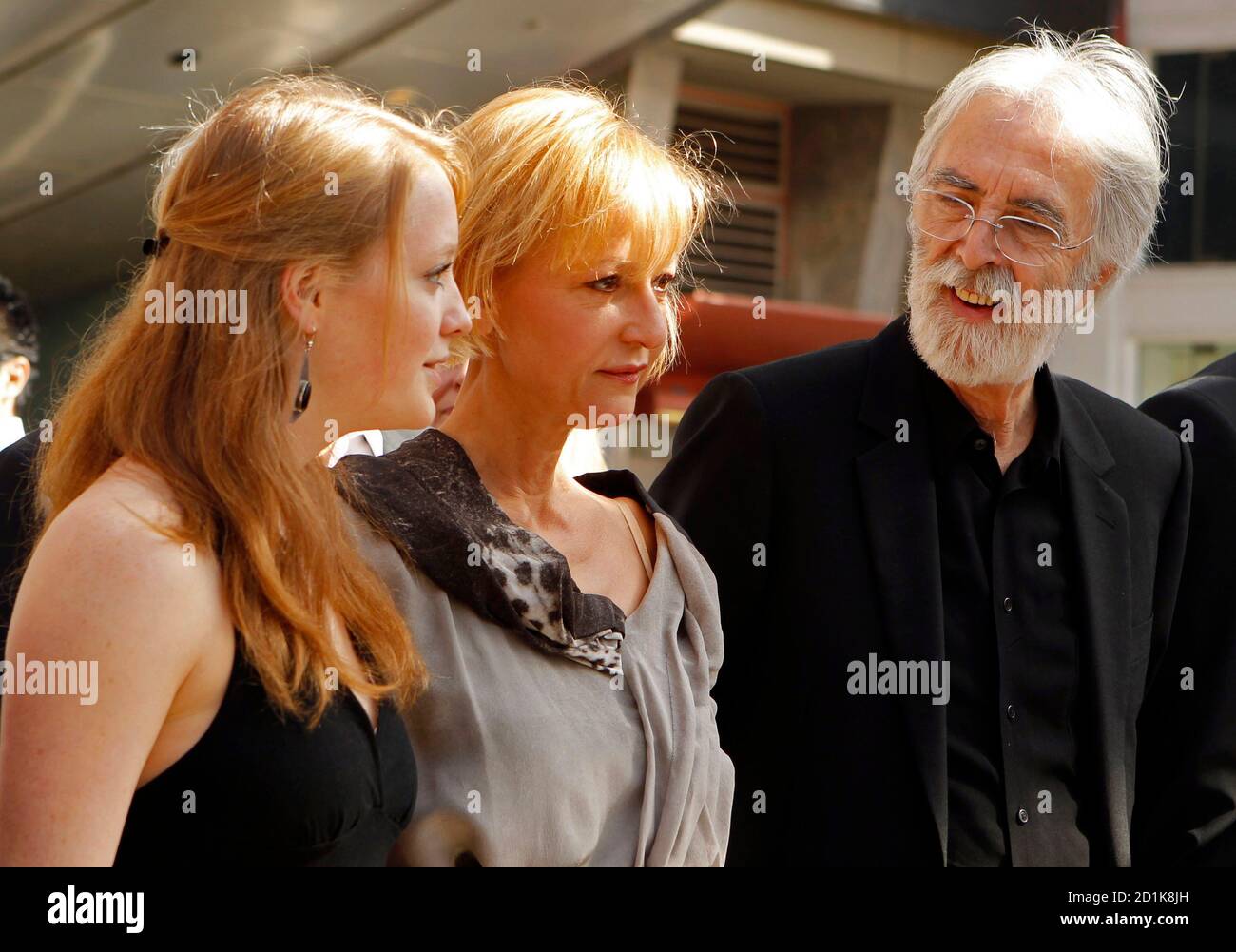 Actress (L-R) Leonie Benesch, actress Susanne Lothar and director Michael Haneke from the German film 'The White Ribbon (Das Weisse Band)', which is nominated for a best foreign language film award, arrive to meet members of the media ahead of the 82nd Academy Awards in Hollywood, March 5, 2010.  REUTERS/Brian Snyder  (UNITED STATES - Tags: ENTERTAINMENT) Stock Photo