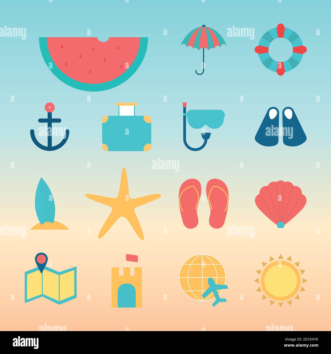 summer flat style icon set vector design Stock Vector Image & Art - Alamy
