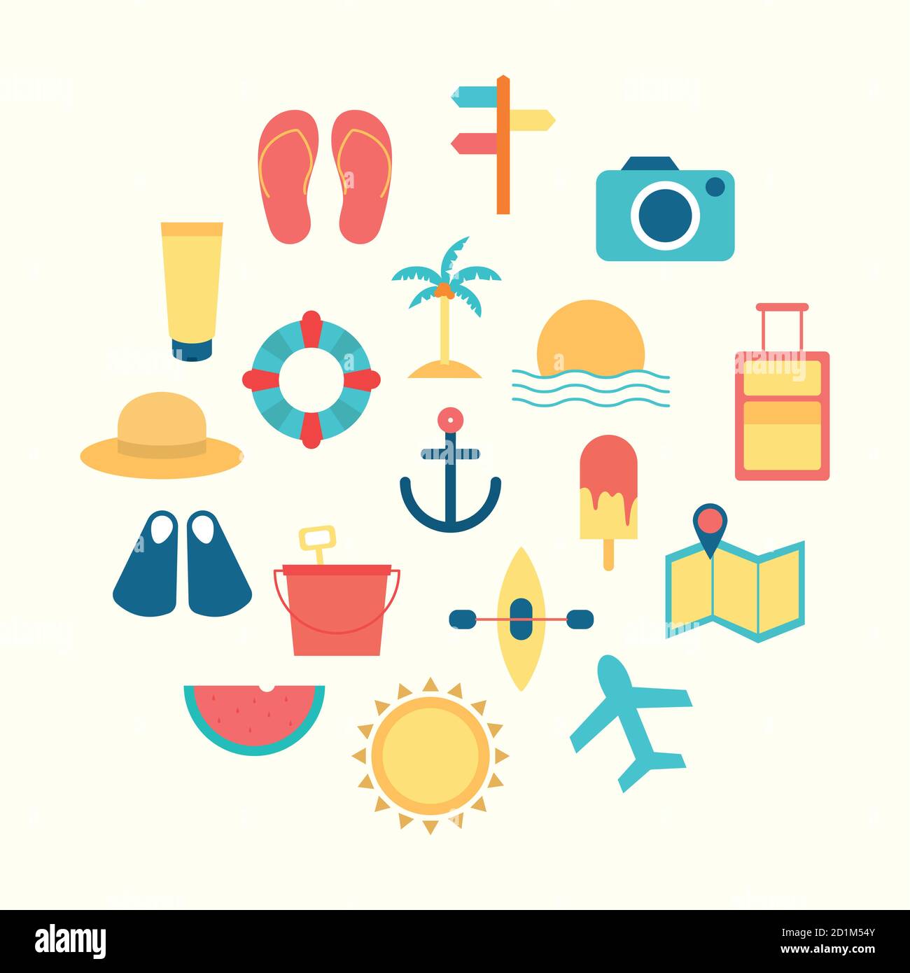 summer flat style icons collection vector design Stock Vector Image ...