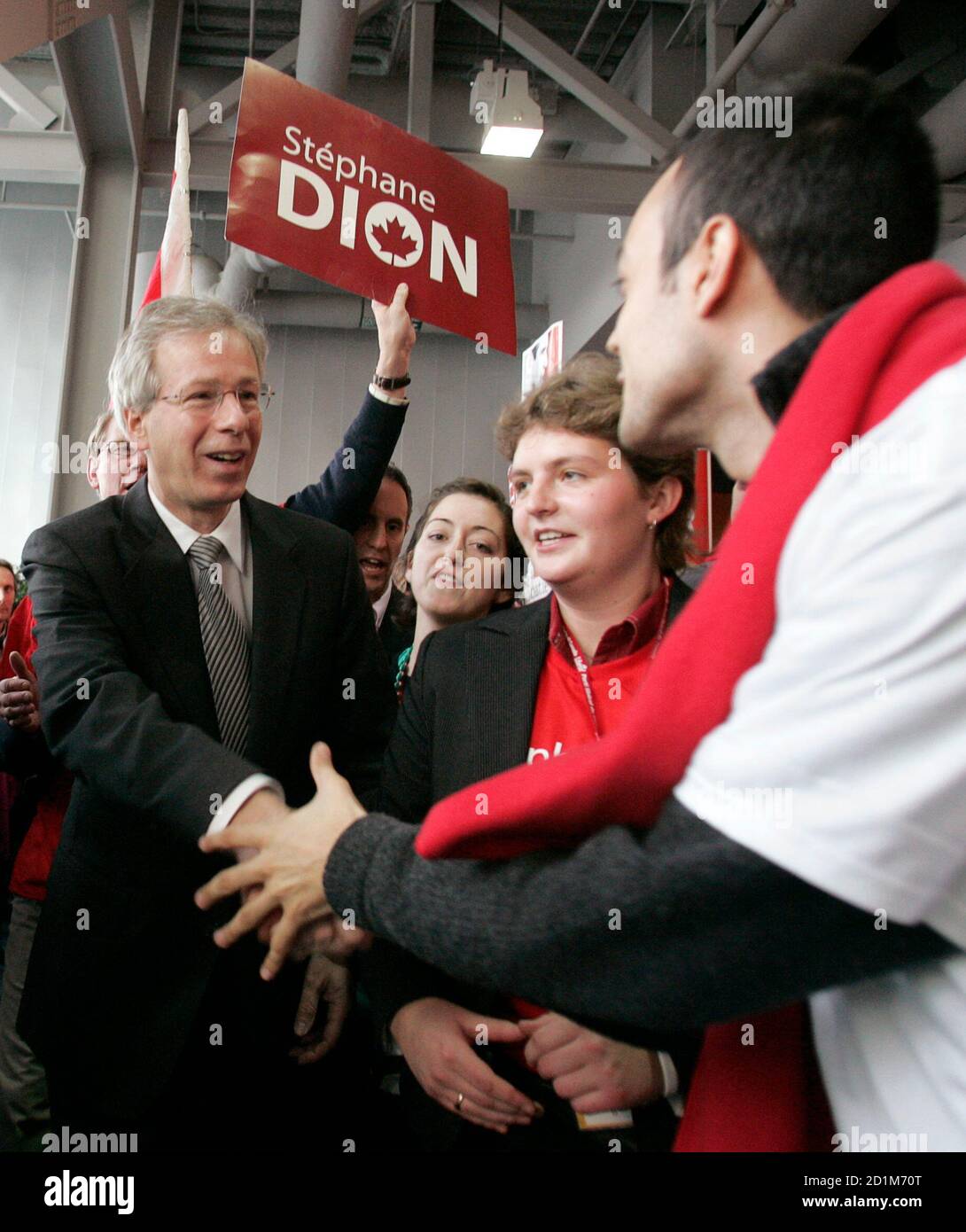 Liberal leadership candidate Stephane Dion greets supporters at the party convention in Montreal, November 30, 2006. The Liberals will elect a new leader later in the week.        REUTERS/Chris Wattie    (CANADA) Stock Photo
