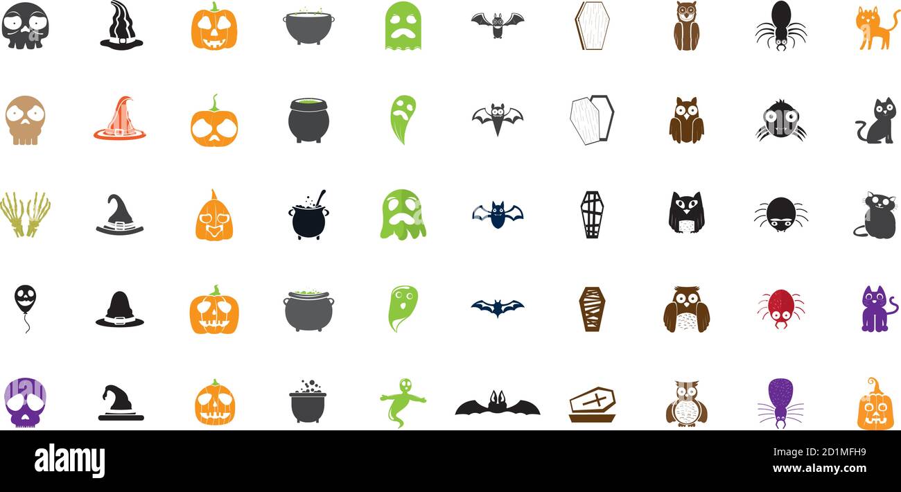 Set of halloween icons. Halloween holiday - Vector Stock Vector