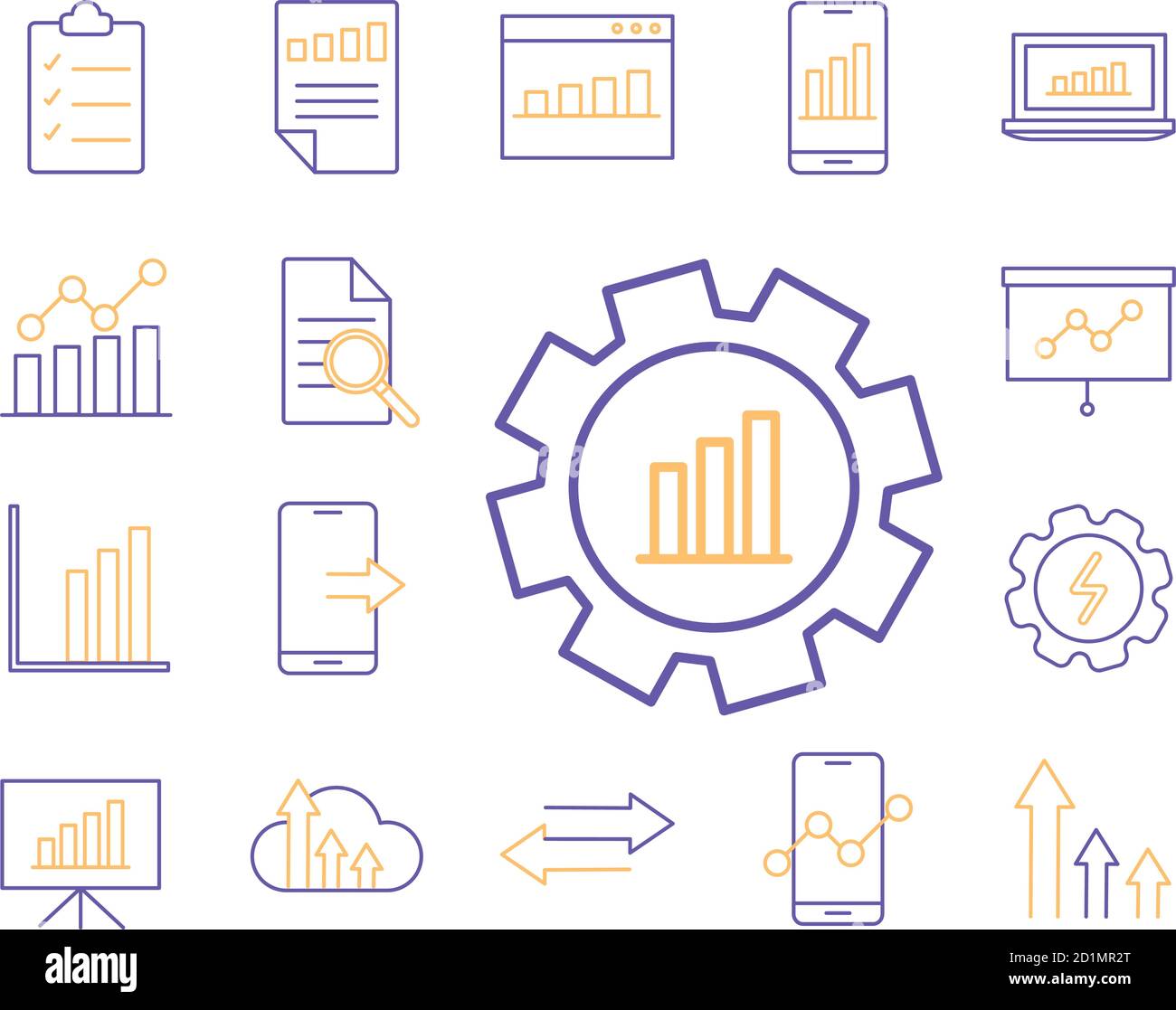 Data analysis line style icons collection vector design Stock Vector ...