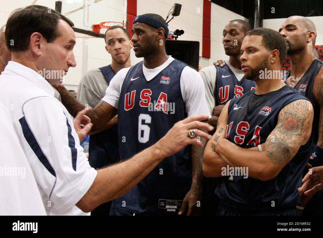Coach Mike Krzyzewski Talks To The Team During The U S Men S Basketball Team Training For The