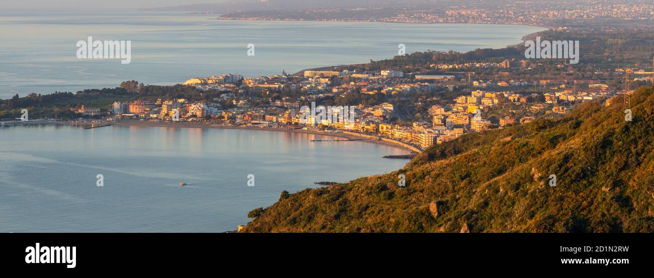 Taormina - The Sicilian coastal landscape. Stock Photo