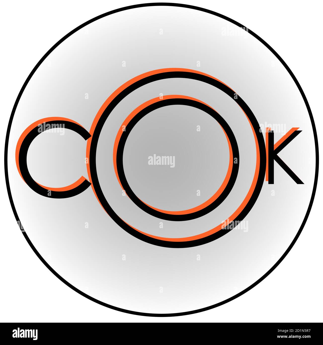 art minimal lettering logo for cooking rounded shape with orange elements Stock Vector