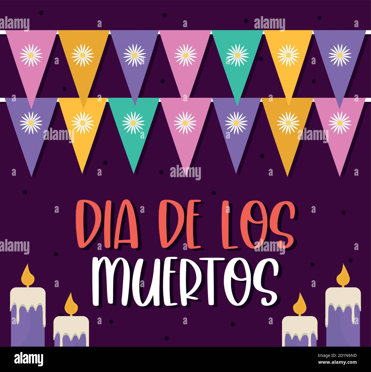 Mexican day of the dead candles with banner pennant vector design Stock Vector Image & Art Alamy