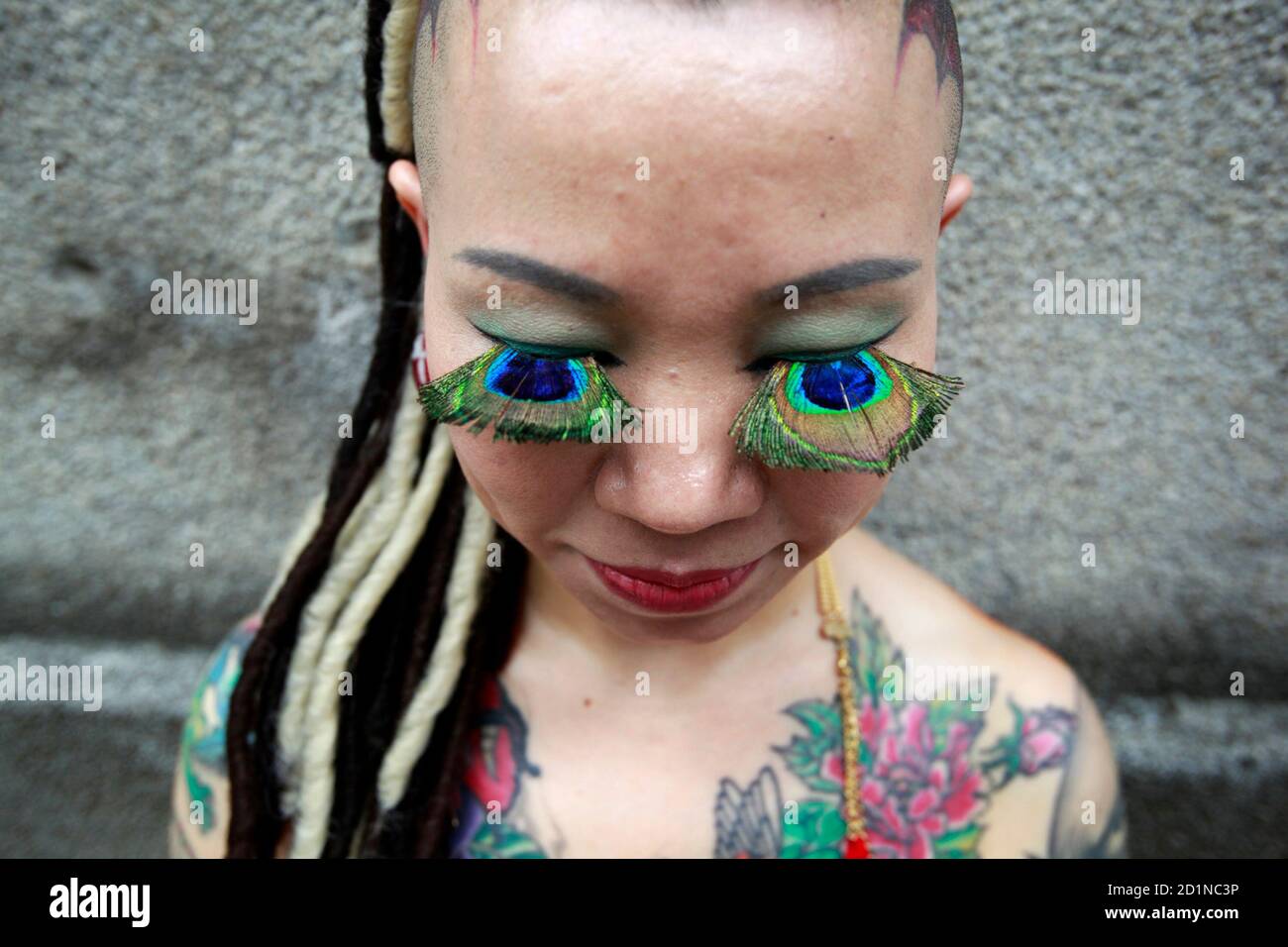 An artist displays her makeup at the 2010 Taiwan International Tattoo Convention in Taipei July 30, 2010. The convention which is slated to run from July 30 - August 1 aims to An artist displays her makeup at the 2010 Taiwan International Tattoo Convention in Taipei July 30, 2010. The convention which is slated to run from July 30 - August 1 aims to
