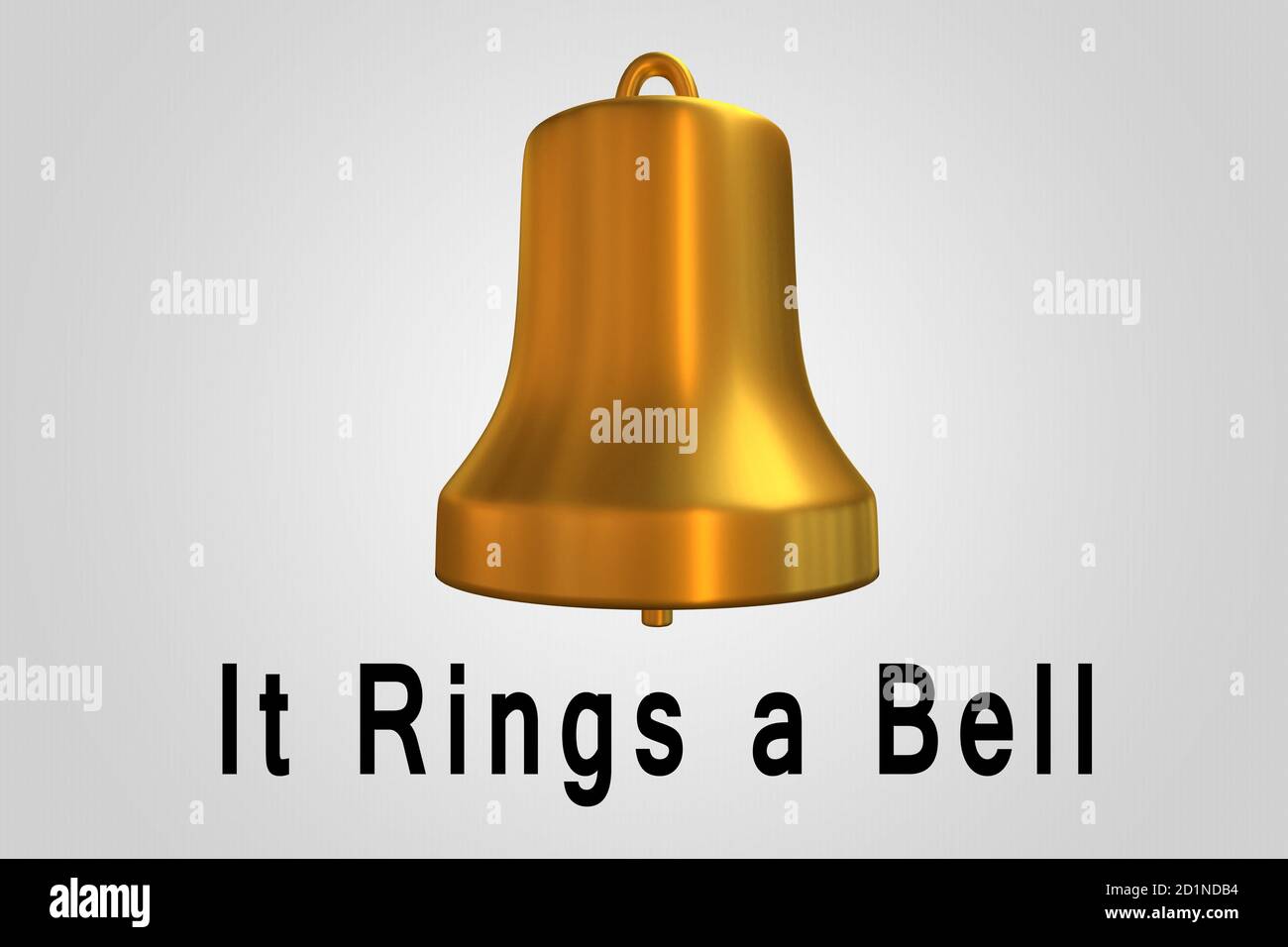 3D illustration of a bell along with the text It Rings a Bell, isolated  over a gray garadient Stock Photo - Alamy