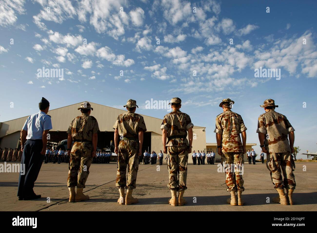 Spanish Military Personnel Fall In Before Leaving For Somalia To Take Part  In A Military Mission Against Maritime Piracy At The Moron Military Airbase  In Moron De La Frontera, Southern Spain September