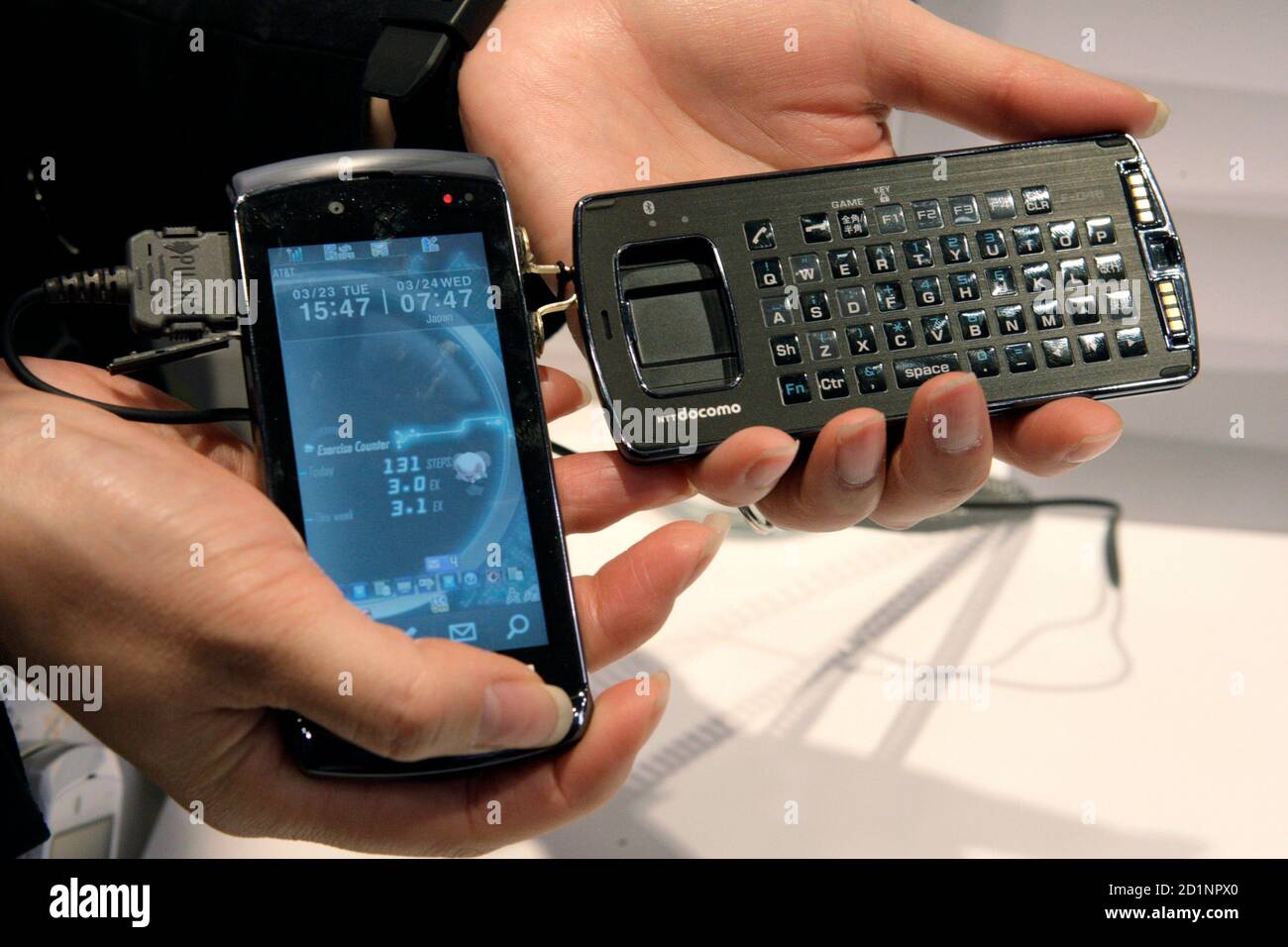 A NTT Docomo phone is displayed during the International CTIA