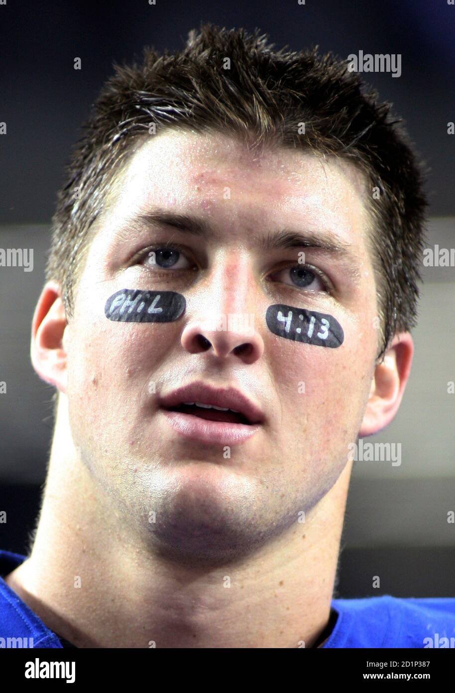 University of Florida quarterback Tim Tebow is pictured after winning  the NCAA Southeastern Conference title college football game against University of Alabama in Atlanta, Georgia December 6, 2008.     REUTERS/Tami Chappell (UNITED STATES) Stock Photo