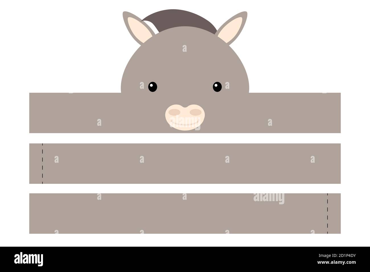 Printable donkey paper hat. Party crown die cut template for birthday ...