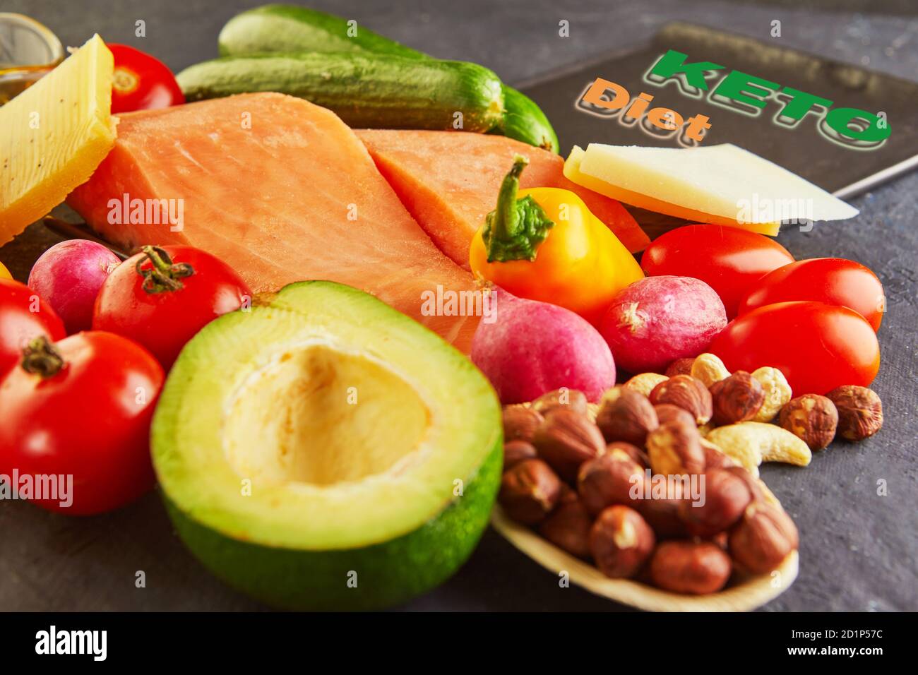 Ketogenic diet concept. Low carb keto diet food set. Green vegetables