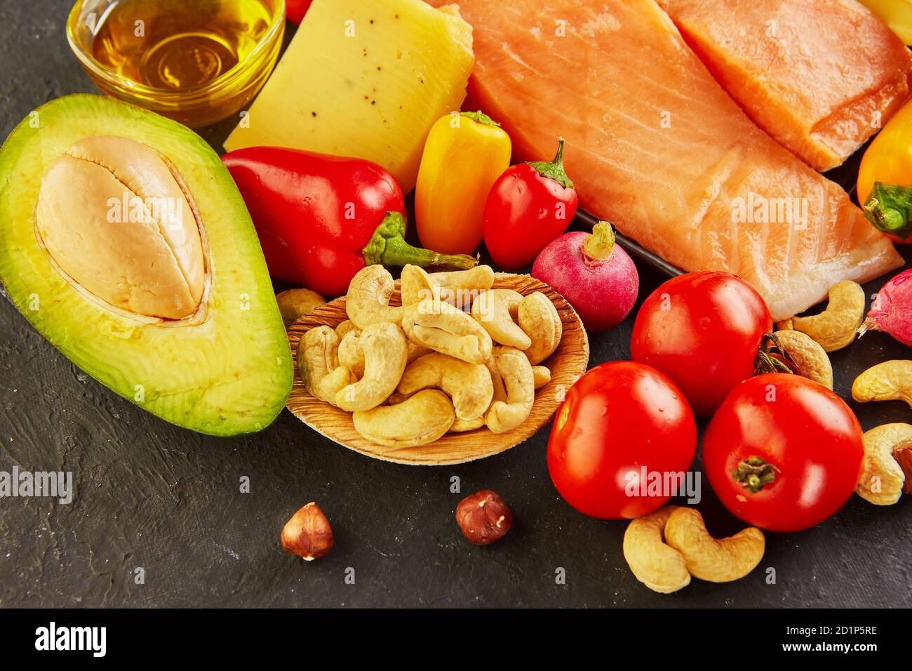 Ketogenic diet concept. Low carb keto diet food set. Green vegetables