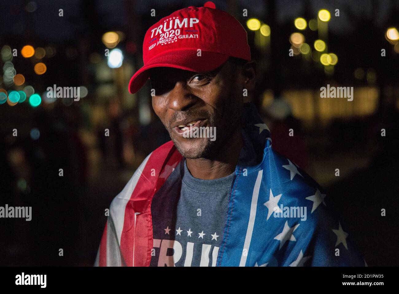 Black Immigrant and Trump Supporter, Walter Reed Military Medical Center, Get Well rally for US President Donald Trump return to the WH. 04 Oct 2020. Stock Photo