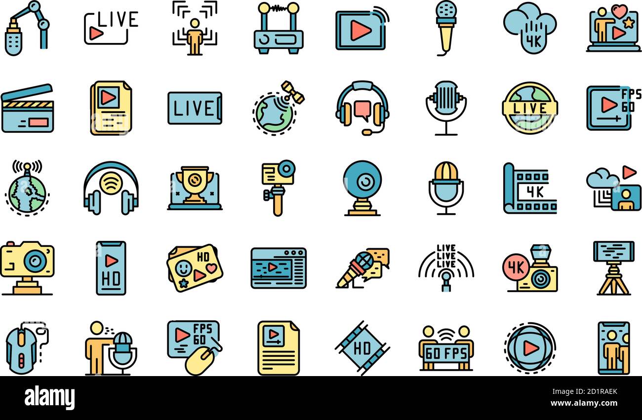 Stream icons set vector flat Stock Vector Image & Art - Alamy