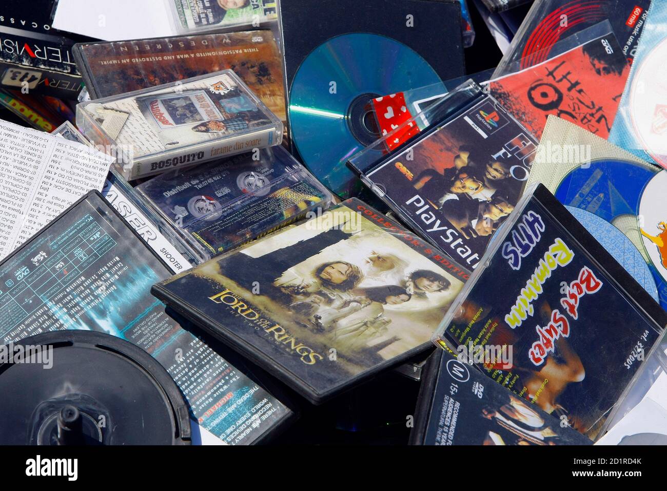 Pirated Cds And Dvds With Music Films And Softwares Seized From Street Sellers And Shops In The Biggest Action Against Intellectual Property Piracy Are Seen In Bucharest April 23 09 Pirated Copies