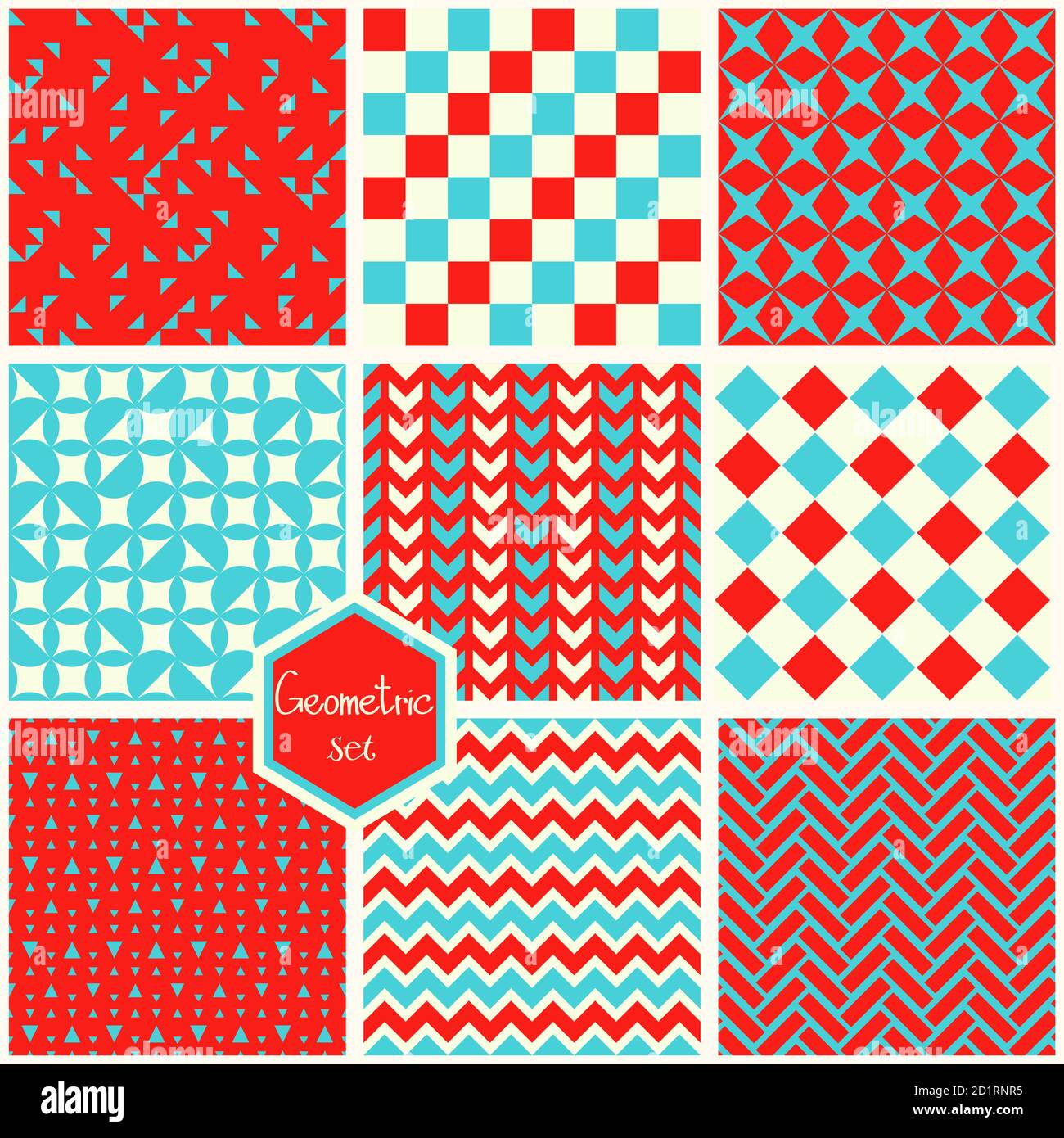 Set. Seamless geometric abstract patterns. Can be used in textiles, for book design, website background. Stock Vector