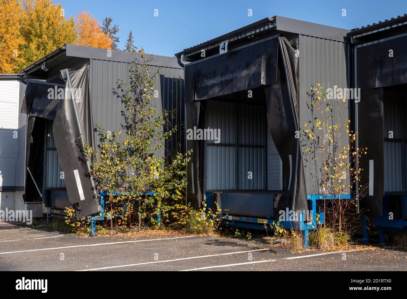 empty loading gates at a truck terminal Stock Photo
