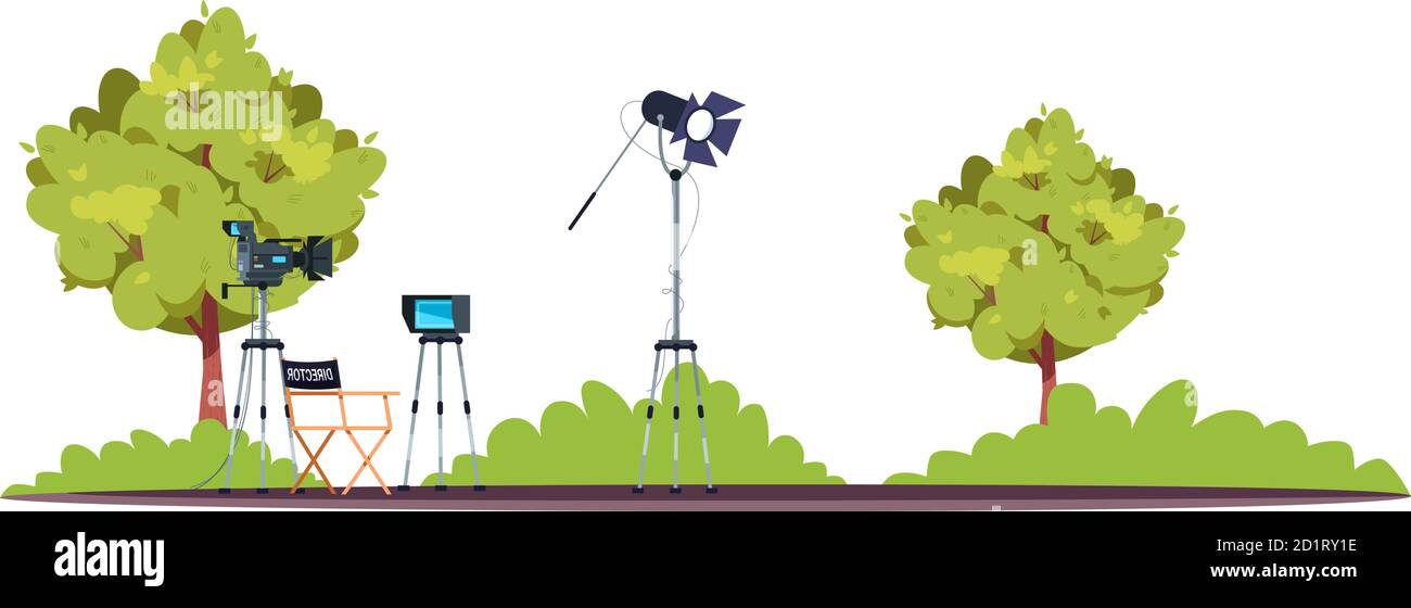 Filming set semi flat RGB color vector illustration Stock Vector Image ...