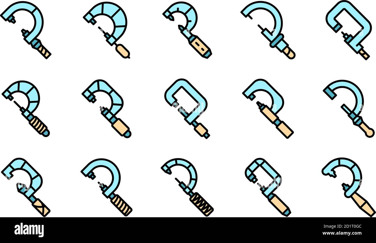 Micrometer icons set vector flat Stock Vector