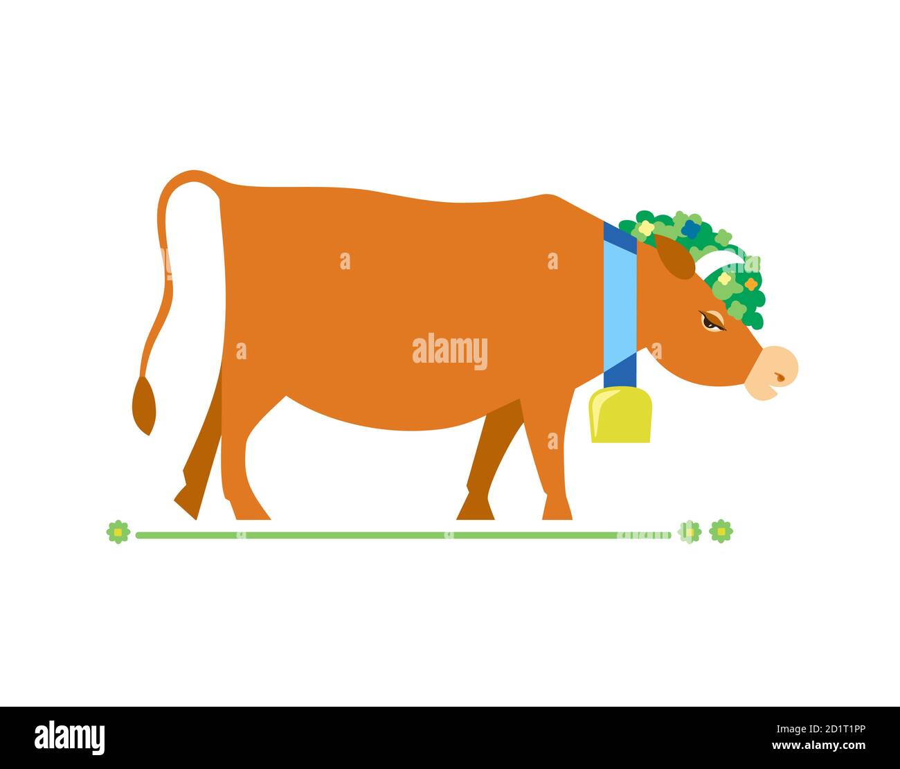 Cute cow flat hand drawn vector color character Stock Vector