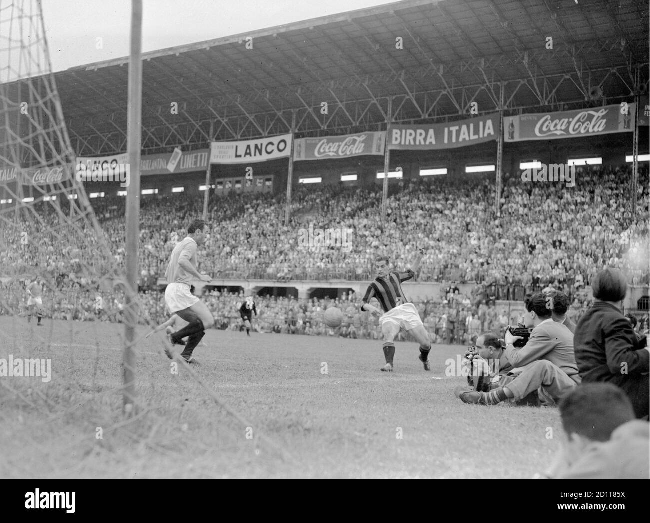 Gunnar Nordahl (Milan) in action during the match Milan-Lazio (1-2) of the  1950/1951 Serie A football championship (37th matchday). Despite being  defeated, Milan won the 4th Scudetto. Milan (San Siro Stadium), 10