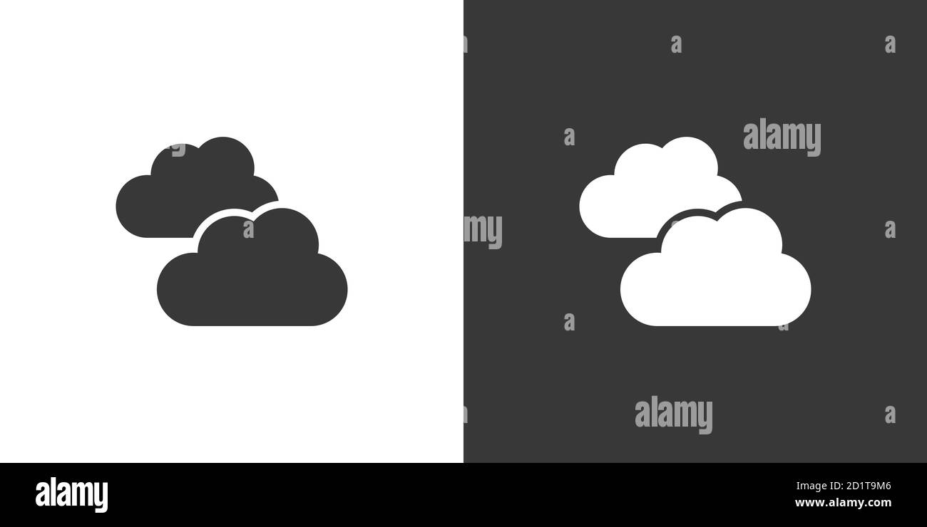 Clouds. Isolated icon on black and white background. Weather glyph ...