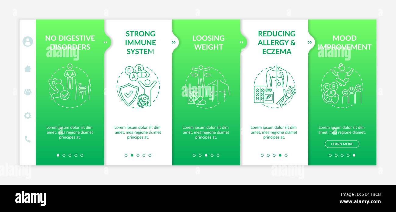 Probiotics usefulness onboarding vector template Stock Vector