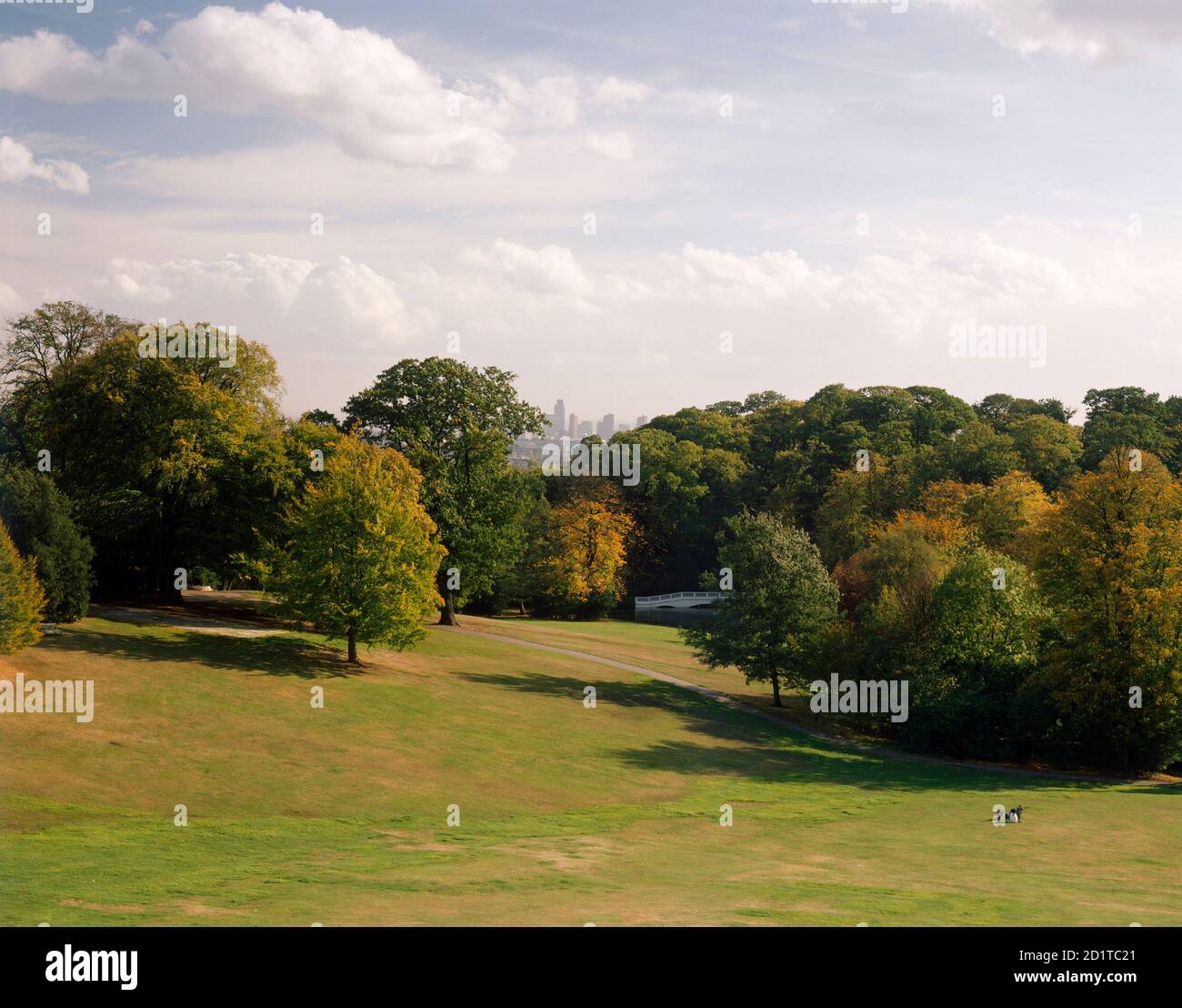 KENWOOD HOUSE, London. View of the parkland from Kenwood looking towards the City. Stock Photo