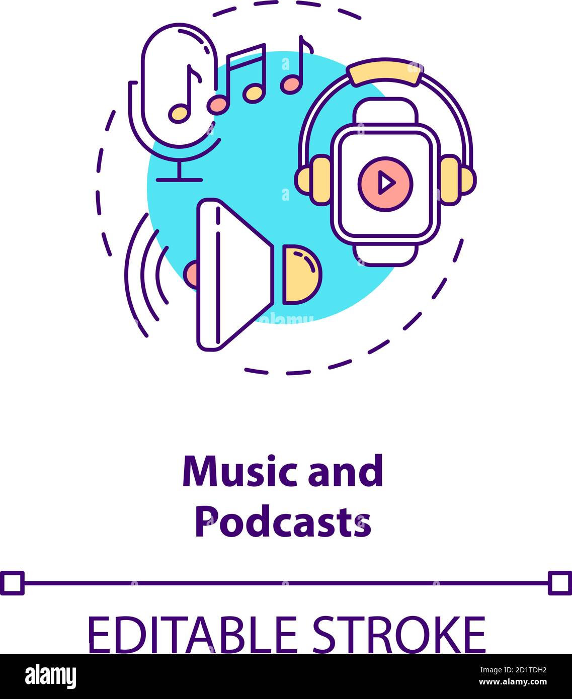 Music and podcasts concept icon Stock Vector