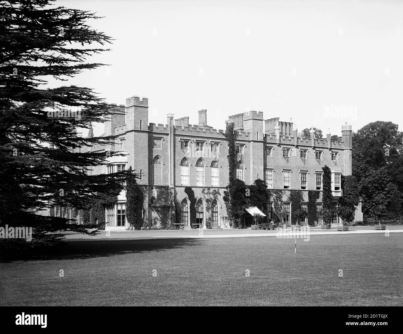 CASSIOBURY HOUSE, Cassiobury Park, Watford, Hertfordshire. Looking towards the house from the south east. The Elizabethan mansion which was remodelled by Hugh May in 1675 and by James Wyatt around 1800, was demolished in the twentieth century, leaving the surrounding parkland to be used as a public park. Photographed in 1883 by Henry Taunt. Stock Photo